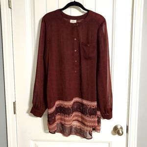 Knox Rose Chiffon Boho Long Sleeve Blouse Size 1